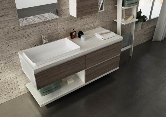 ARREDO BAGNO MOBILE FREEDOM FL27 cm 140 ROVERE TERRA E ROVERE GESSATO ARTICO