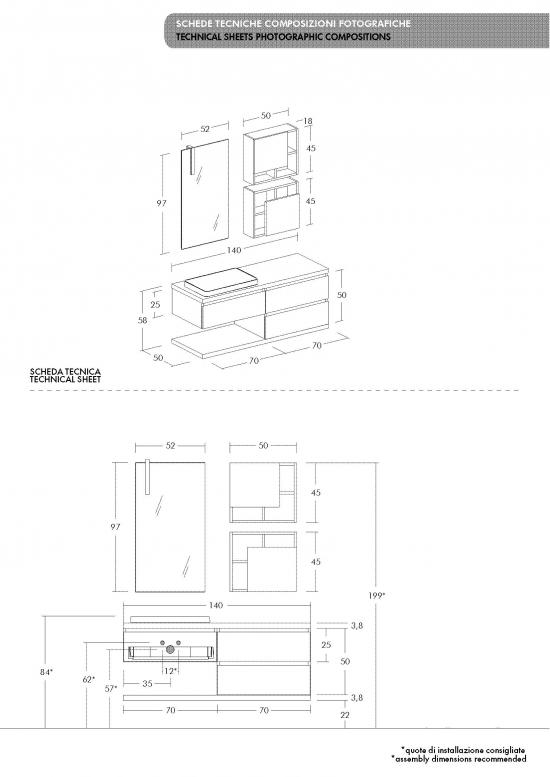 ARREDO BAGNO MOBILE FREEDOM FL27 cm 140 ROVERE TERRA E ROVERE GESSATO ARTICO