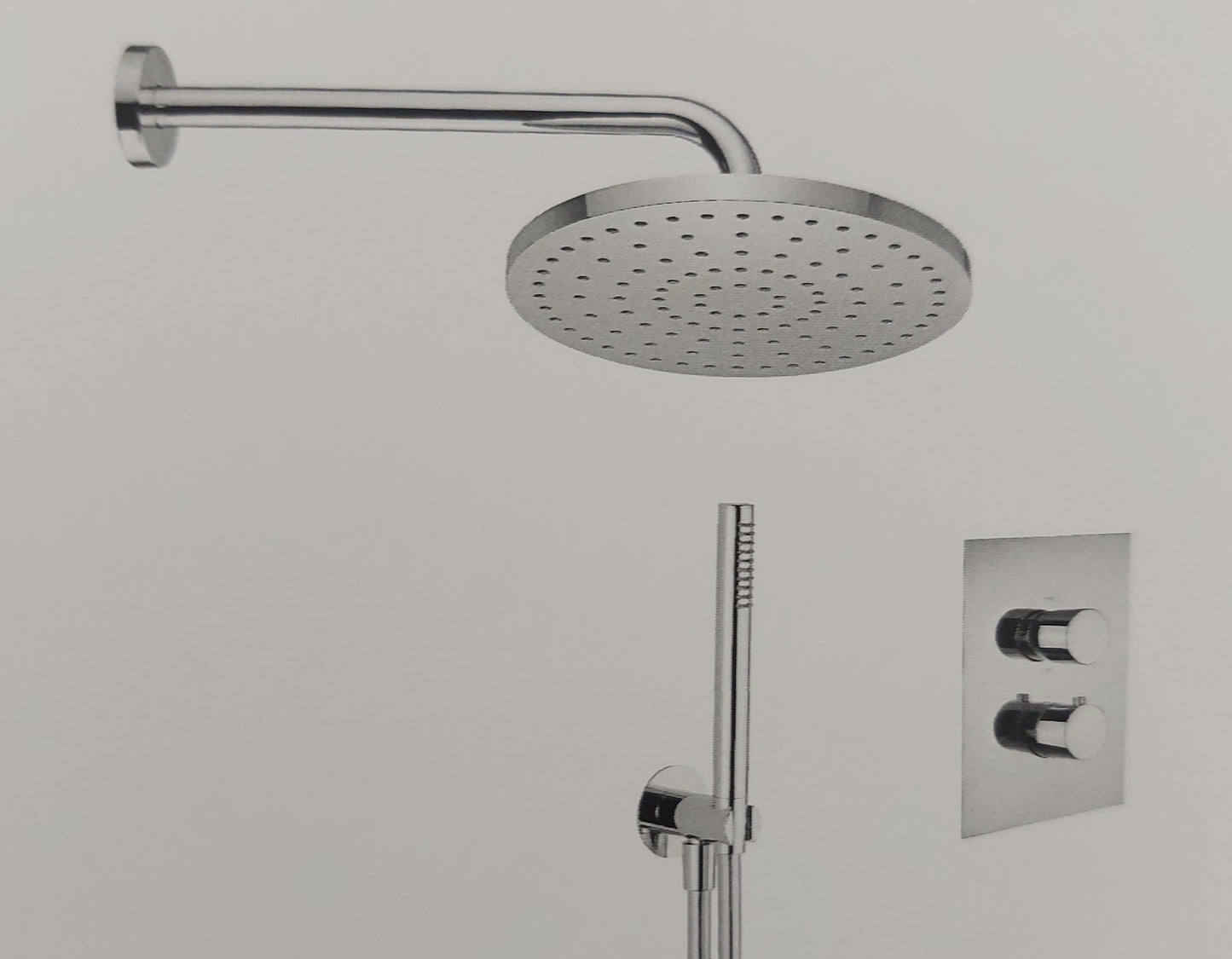 SET COMPLETO DOCCIA TERMOSTATICO 9125/T SOFFIONE TONDO 200 MM DEVIATORE 2 VIE MADE IN ITALY