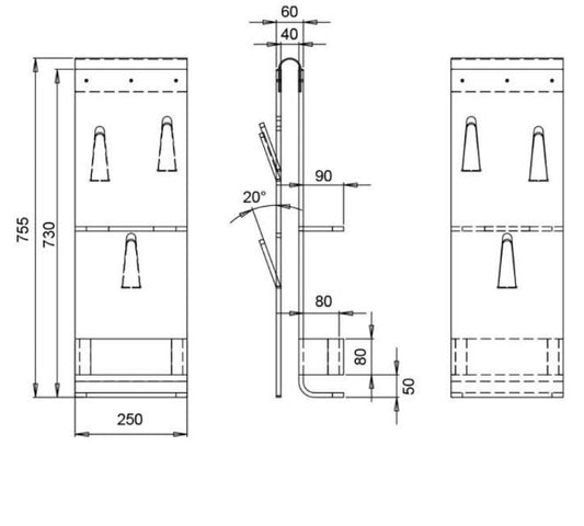 PENSILE SELLA PORTACCAPPATOIO PORTAOGGETTI PORTASAPONE METACRILATO TRASPARENTE ADATTO AL MONTAGGIO SU BOX DOCCIA CON LATO FISSO