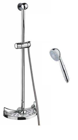 SALISCENDI ASTA IN OTTONE CROMATO SIRIO CON FLESSIBILE DOCCETTA MONOGETTO E BASE PORTAOGGETTO INTEGRATA MADE IN ITALY