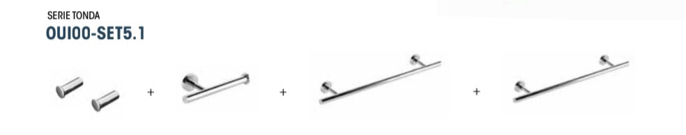 Set Accessori per Bagno Oui00SET5-1 Cromo 5 PEZZI - Made in Italy