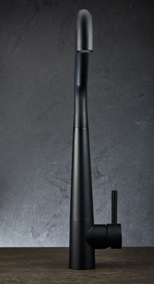 MISCELATORE LAVELLO CUCINA INOX 304 CANNA ALTA GIREVOLE MATT BLACK MADE IN ITALY