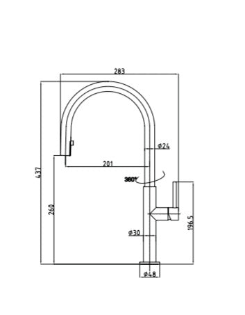MISCELATORE LAVELLO CUCINA INOX 304 ALTO DOCCETTA ESTRAIBILE CROMATO MADE IN ITALY