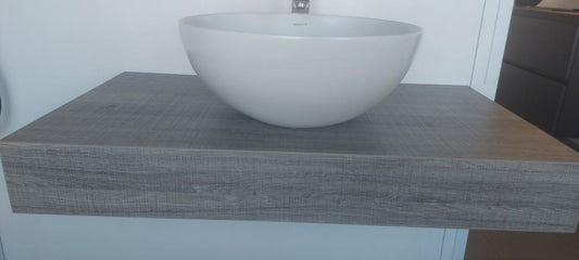 ARREDO BAGNO LAVABO BIANCO OPACO PIANO LEGNO TRANCE TORTORA CM.90