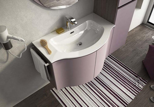 ARREDO BAGNO MOBILE BROADWAY B8 cm 85+35 COLONNA TRANCHE ROVERE SCURO E GLICINE
