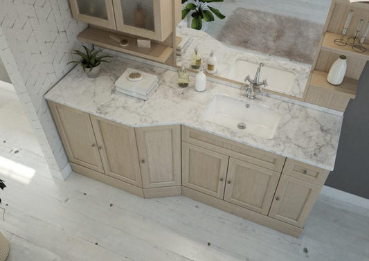 ARREDO BAGNO MOBILE CON PORTALAVATRICE R217 cm.198 COUNTRY CHIC FINITURA A SCELTA