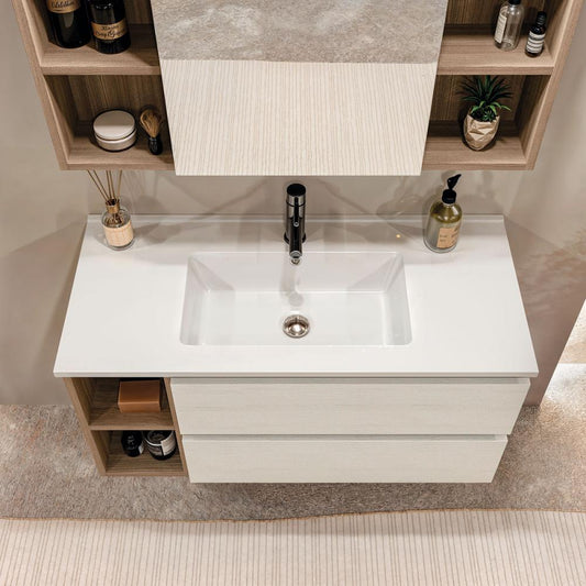 ARREDO BAGNO MOBILE CUBIK 03 cm 100 FINITURA OLMO TERRA -BIANCO LARIX