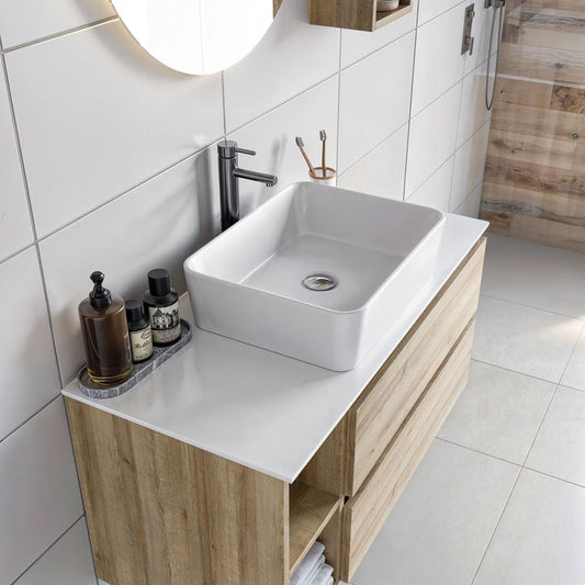 ARREDO BAGNO MOBILE CUBIK 05 cm 100 FINITURA ROVERE RIVIERA