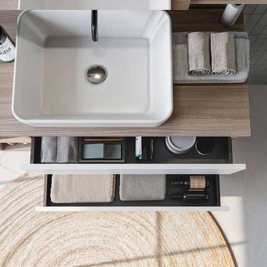 ARREDO BAGNO MOBILE CUBIK 08 cm 100 FINITURA OLMO TERRA - BIANCO LARIX