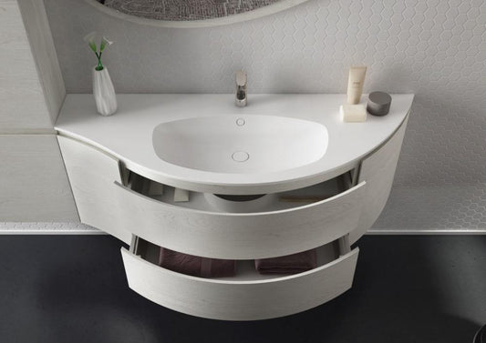 ARREDO BAGNO MOBILE FREEDOM CURVO FC02 cm 170 ROVERE GESSATO ARTICO