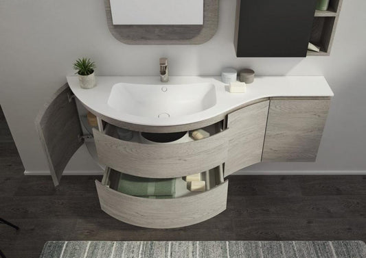 ARREDO BAGNO MOBILE FREEDOM FC01 ROVERE GESSATO GRIGIO cm 155 LAVABO OCRITECH