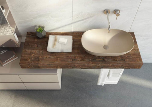 ARREDO BAGNO MOBILE FREEDOM FL 17 cm 190 TOP MASSELLO ABETE E LACCATO CANAPA OPACO