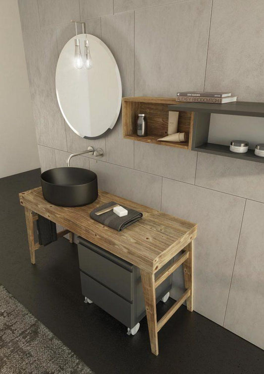 ARREDO BAGNO MOBILE FREEDOM FL21 cm 150 TOP MASSELLO ABETE E LACCATO GRIGIO OPACO