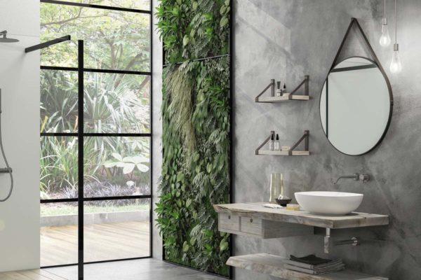 ARREDO BAGNO MOBILE LIFE 03 CASTAGNO GRIGIO OSSIDATO cm 140 LEGNO MASSELLO