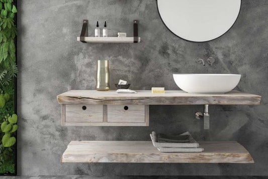 ARREDO BAGNO MOBILE LIFE 03 CASTAGNO GRIGIO OSSIDATO cm 140 LEGNO MASSELLO