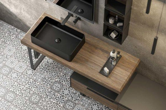 ARREDO BAGNO MOBILE LIFE 08 CASTAGNO VECCHIO cm 212 LEGNO MASSELLO