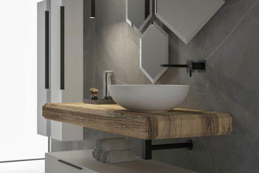 ARREDO BAGNO MOBILE LIFE 12 CASTAGNO NAT.LEVIGATO-LACCATO BIANCO 142 MASSELLO