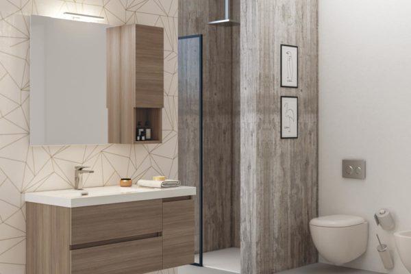 ARREDO BAGNO MOBILE LINE 02 cm.100 SX FINITURA OLMO TERRA