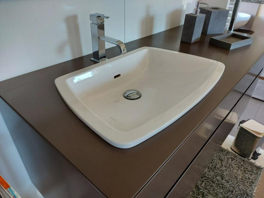 ARREDO BAGNO MOBILE MILLDUE BLOCK KUBIC VISONE OPACO CM.126X55