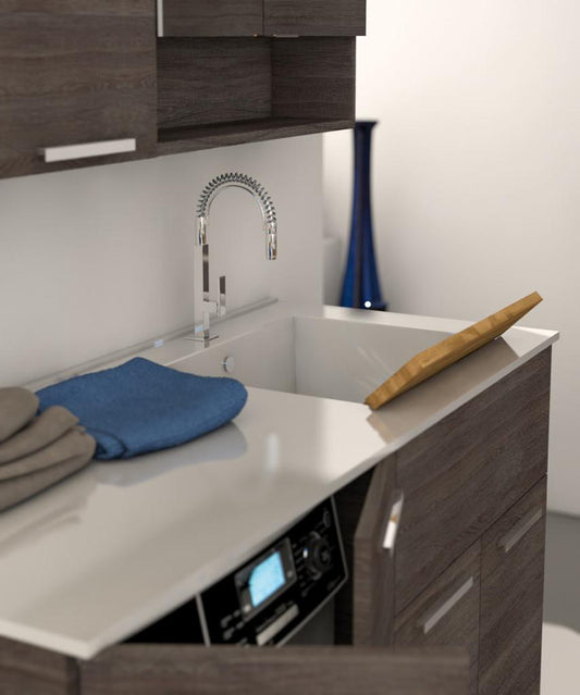 ARREDO BAGNO MOBILE PORTA LAVATRICE UL01 cm 140 TRANCHE ROVERE SCURO