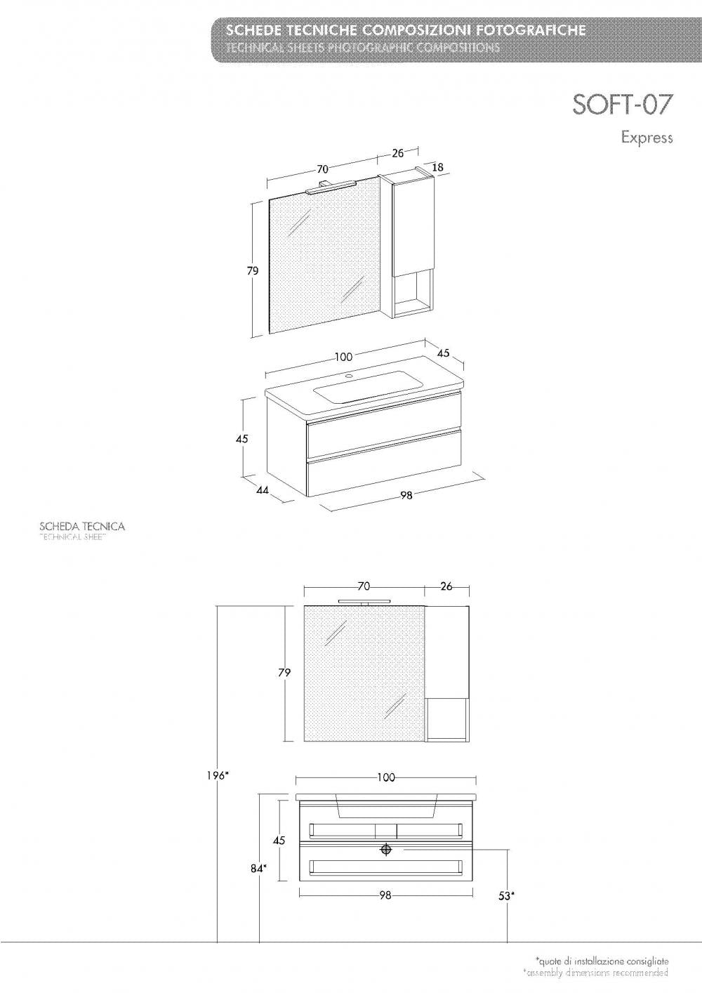 ARREDO BAGNO MOBILE SOFT 07 cm 100 FINITURA BIANCO LARIX