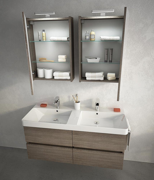 ARREDO BAGNO MOBILE SOHO S16 DOPPIO LAVABO cm 120 TRANCHE ROVERE SCURO