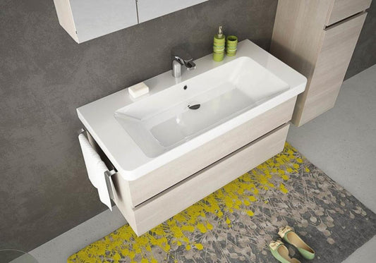 ARREDO BAGNO MOBILE SOHO S8 CON COLONNA cm 105+35 TRANCHE ROVERE CHIARO