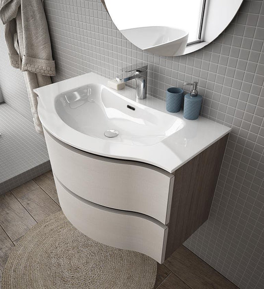 ARREDO BAGNO MOBILE URBAN BROADWAY B1 cm 85 TRANCHE ROVERE SCURO E BCO