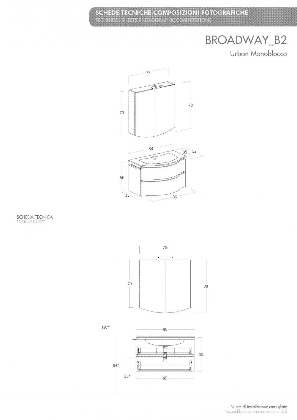 ARREDO BAGNO MOBILE URBAN BROADWAY B2 cm 85 TRANCHE BLU O ALTRE FINITURE