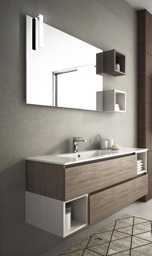 ARREDO BAGNO MOBILE URBAN UC05 cm 125 TRANCHE ROVERE SCURO E BIANCO