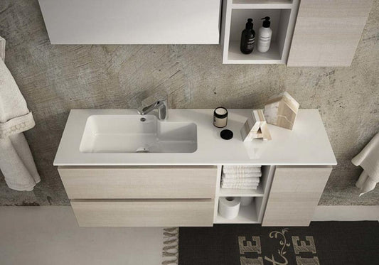 ARREDO BAGNO MOBILE URBAN UC11 cm 121 PROF 35 TRANCHE ROVERE CHIARO E BIANCO