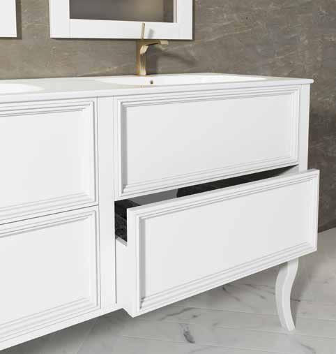 ARREDO BAGNO MOBILE VINTAGE V141 CM 141 LACCATO BIANCO OPACO RAL9003