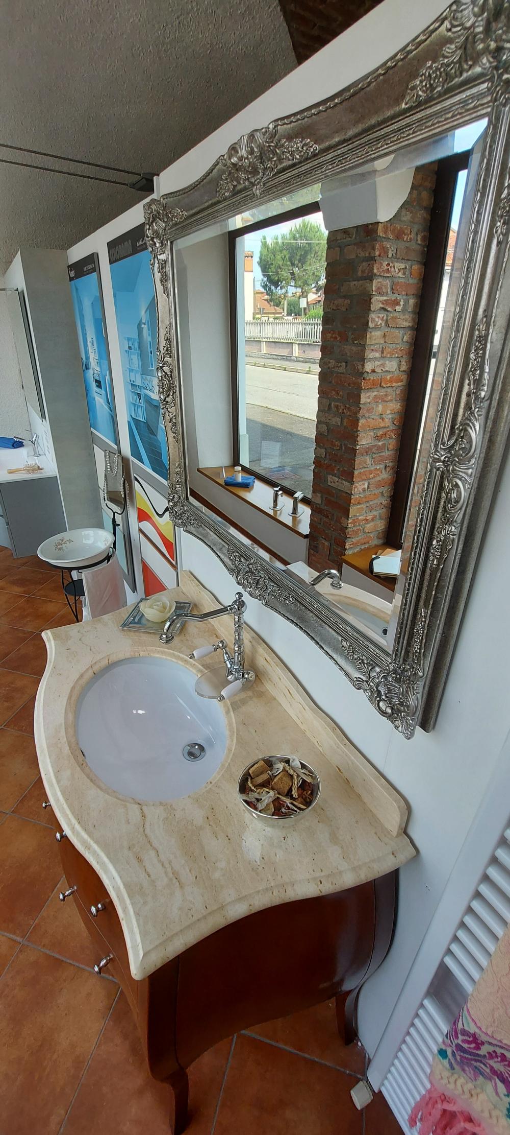 ARREDO BAGNO MOZART 104 MASSELLO LEGNO FIN.NOCE SPECCHIO ARGENTO ANTICATO
