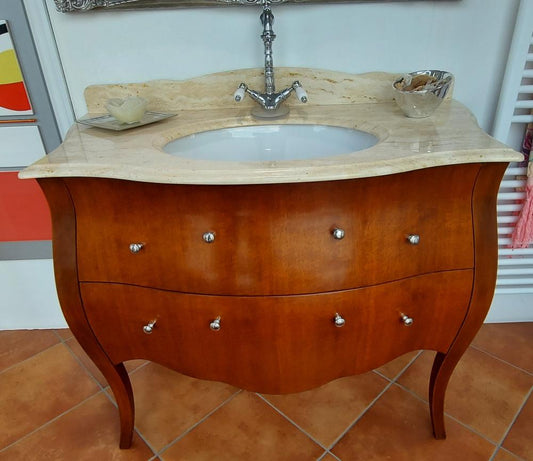 ARREDO BAGNO MOZART 104 MASSELLO LEGNO FIN.NOCE SPECCHIO ARGENTO ANTICATO