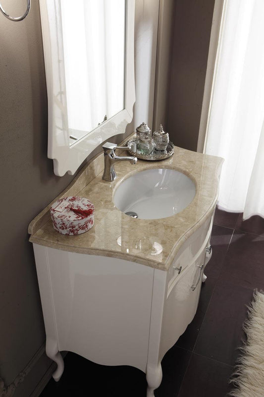 ARREDO BAGNO NARCISO 04 cm.109 CREMA LUCIDO E TOP MARMO TECNICO BOTTICINO