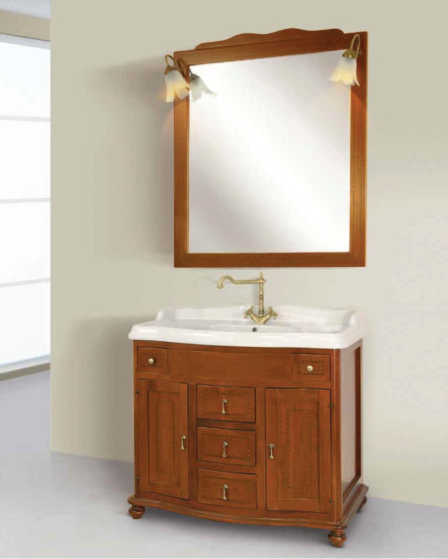 ARREDO BAGNO TUDOR 103 INTARSIATO FRONTALE IN MASSELLO LEGNO FINITURA NOCE