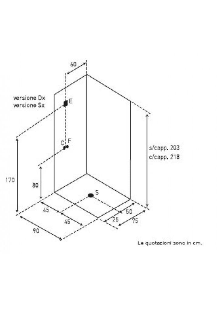 BOX DOCCIA CABINATO IDROMASSAGGIO RETTANGOLARE 72x90 ANDROMEDA MADE IN ITALY SENZA CUPOLINO