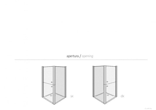 BOX DOCCIA QUADRATO DISABILI OPEN CM.80X80 H.190 DUE ANTE-FISSO CRISTALLO SP.6MM