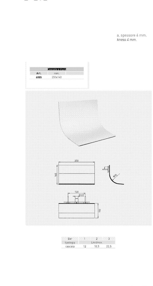 CASCATA SKIP A MURO CURVA ULTRASOTTILE IN ACCIAIO INOX LUCIDO
