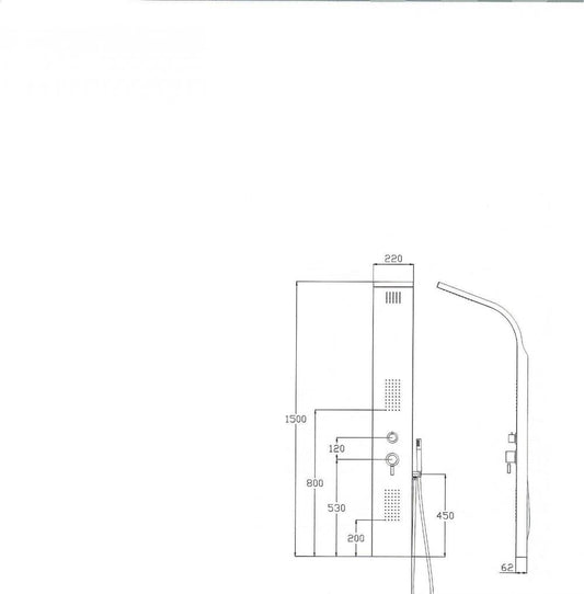 PANNELLO DOCCIA 4000 ACCIAIO INOX LUCIDO MISCELATORE SOFFIONE PIOGGIA E LATERALI