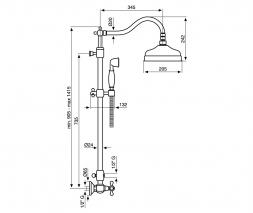 COLONNA DOCCIA DECO OLD EMMEVI CON RUBINETTO DOCCIA E SOFFIONE PIOGGIA MADE IN ITALY