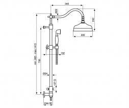 COLONNA DOCCIA DECO OLD EMMEVI PRESA ACQUA ESTERNA SOFFIONE PIOGGIA MADE IN ITALY