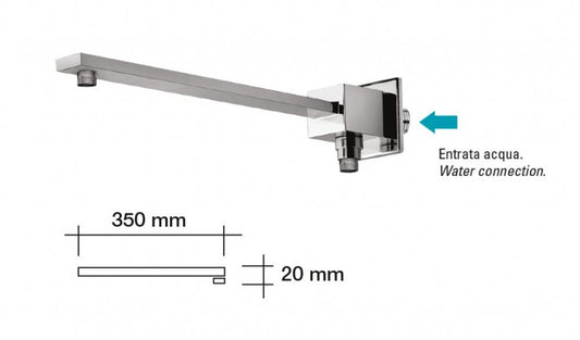 KIT BRACCIO DOCCIA LUX QUADRO DEVIATORE SOFFIONE 20X20 DOCCETTA E FLEX SILVER