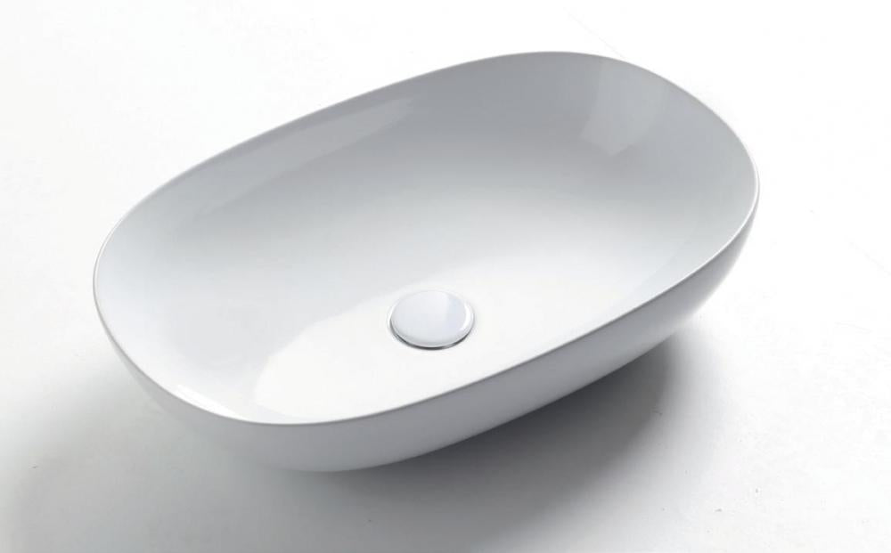 LAVABO DA APPOGGIO FINE60 OVALE CM.60X38,5 H.14 CERAMICA BIANCO