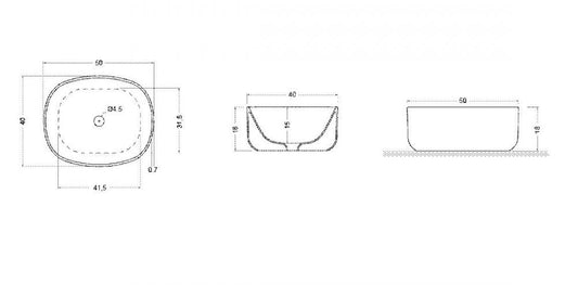 LAVABO DA APPOGGIO NICE50 CM.50X40 H.18 CERAMICA BIANCO