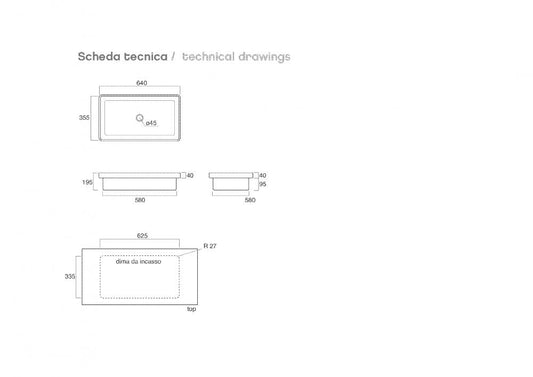LAVABO DA INCASSO CM.4 DANDY CM.64X35,5 CERAMICA BIANCO
