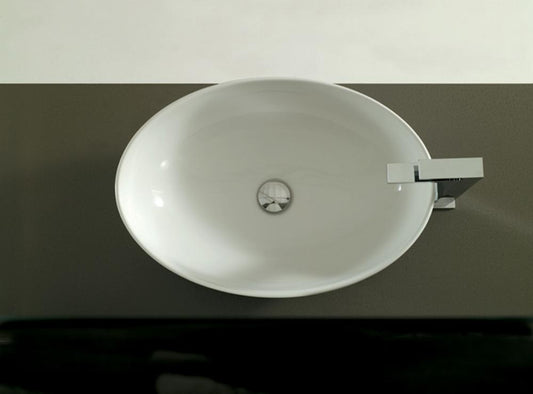 LAVABO DA INCASSO OVALE SOFTLY cm.59X42 h.13,5 - 16,5 CERAMICA BIANCA