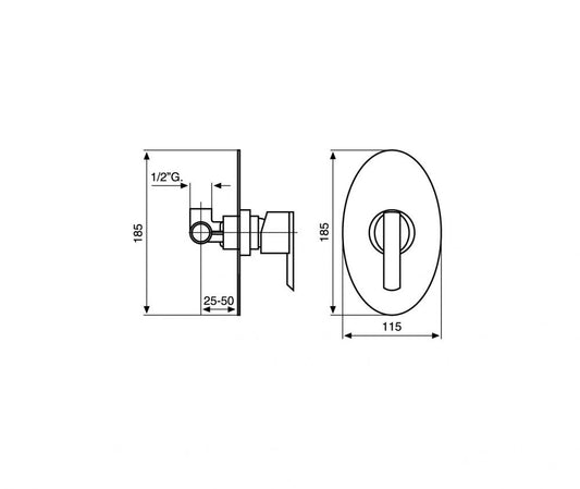 MISCELATORE INCASSO DOCCIA ELLY EMMEVI MADE IN ITALY