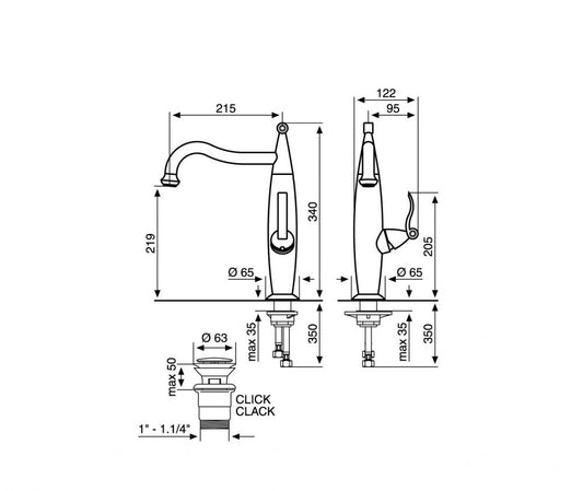 MISCELATORE LAVABO ALTO ABEL EMMEVI CROMATO MADE IN ITALY